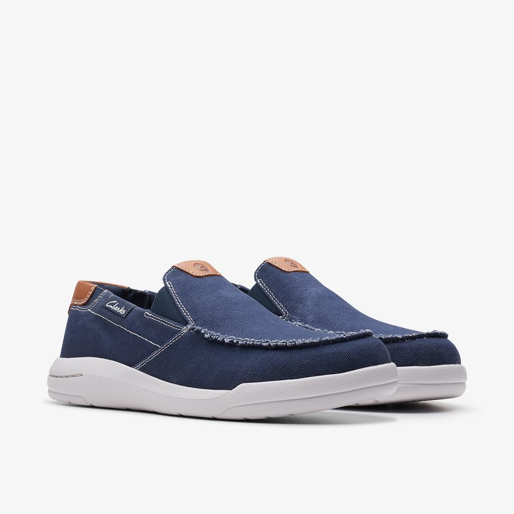 Navy Combination Clarks Driftlite Step Men Boat Shoes | 8409VKAZR