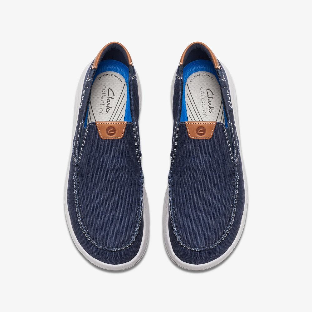 Navy Combination Clarks Driftlite Step Men Boat Shoes | 8409VKAZR