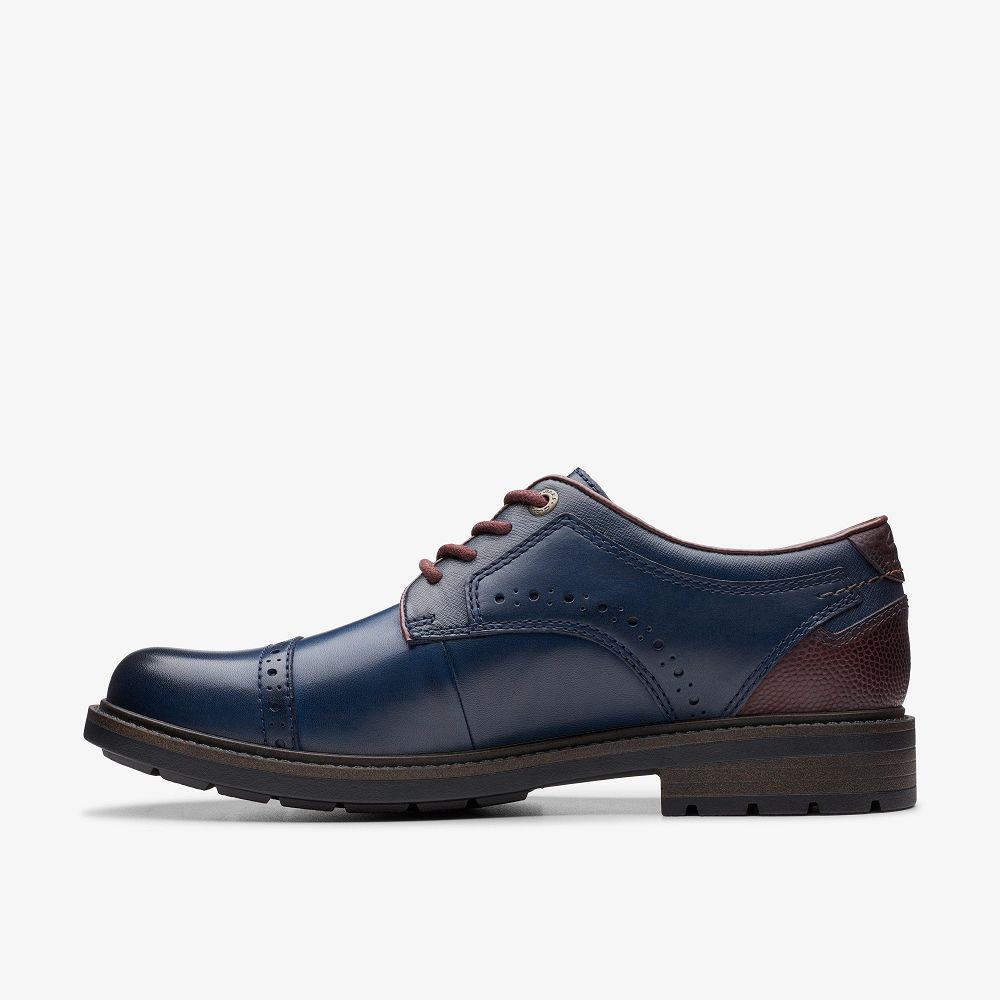 Navy Combination Clarks Un Shire Vibe Men Oxfords | 0572QNZJB