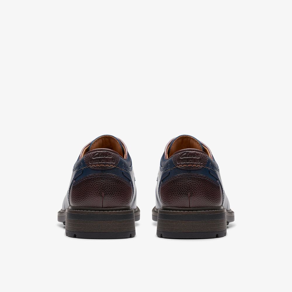 Navy Combination Clarks Un Shire Vibe Men Oxfords | 0572QNZJB