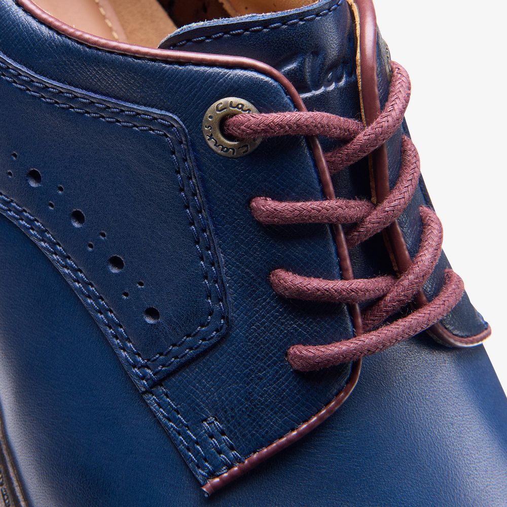 Navy Combination Clarks Un Shire Vibe Men Oxfords | 0572QNZJB