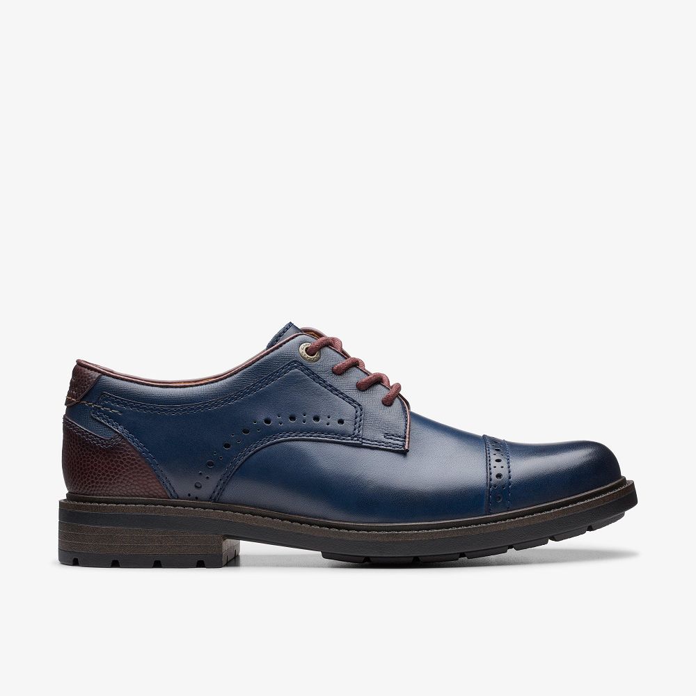 Navy Combination Clarks Un Shire Vibe Men Oxfords | 0572QNZJB