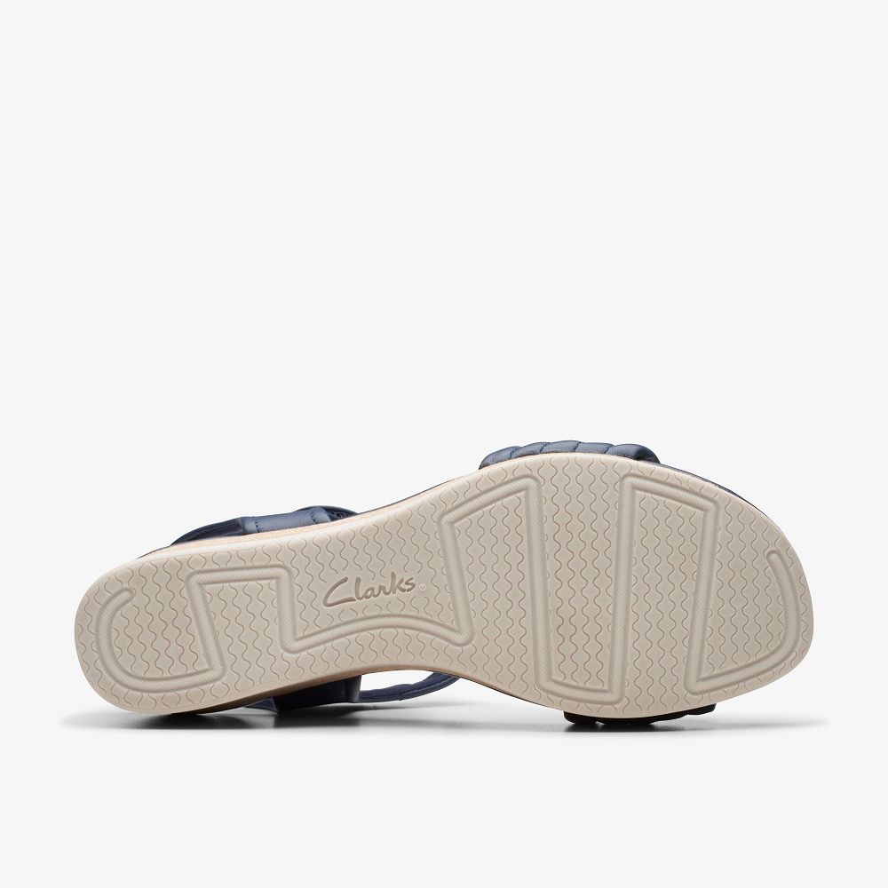 Navy Leather Clarks Chelseah Gem Women Sandals | 3782IAYMK