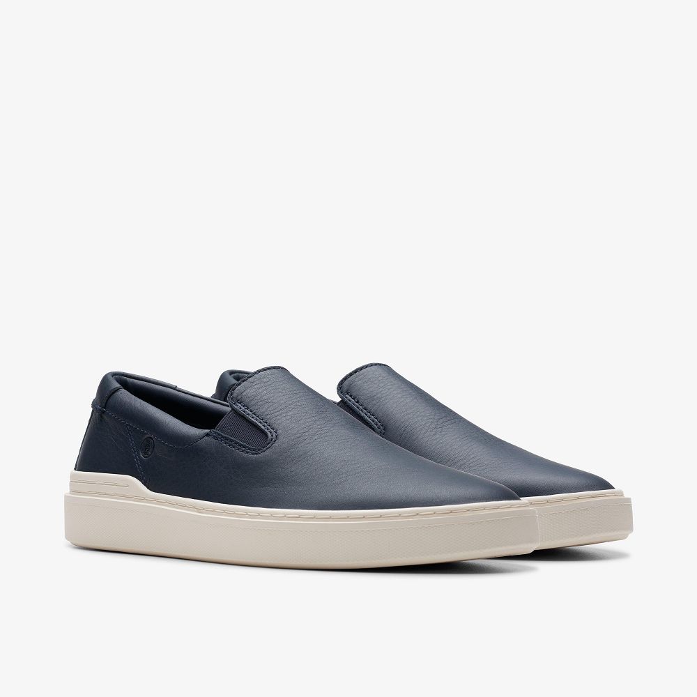 Navy Leather Clarks Craft Swift Go Men Sneakers | 5487SOYVQ