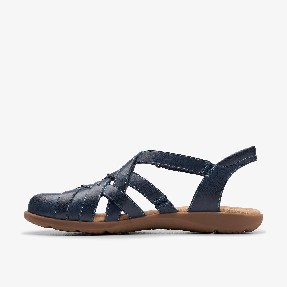 Navy Leather Clarks Elizabelle Sea Women Sandals | 1796NLCJB