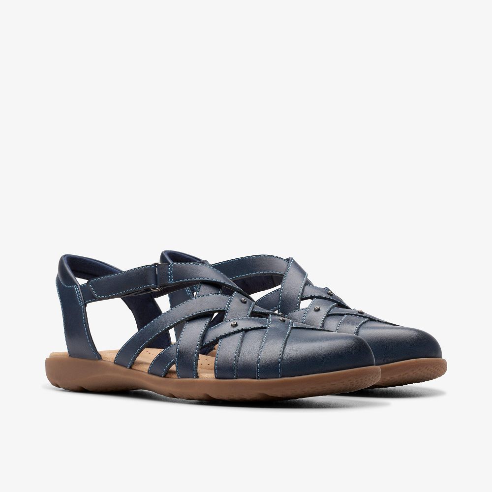 Navy Leather Clarks Elizabelle Sea Women Sandals | 1796NLCJB