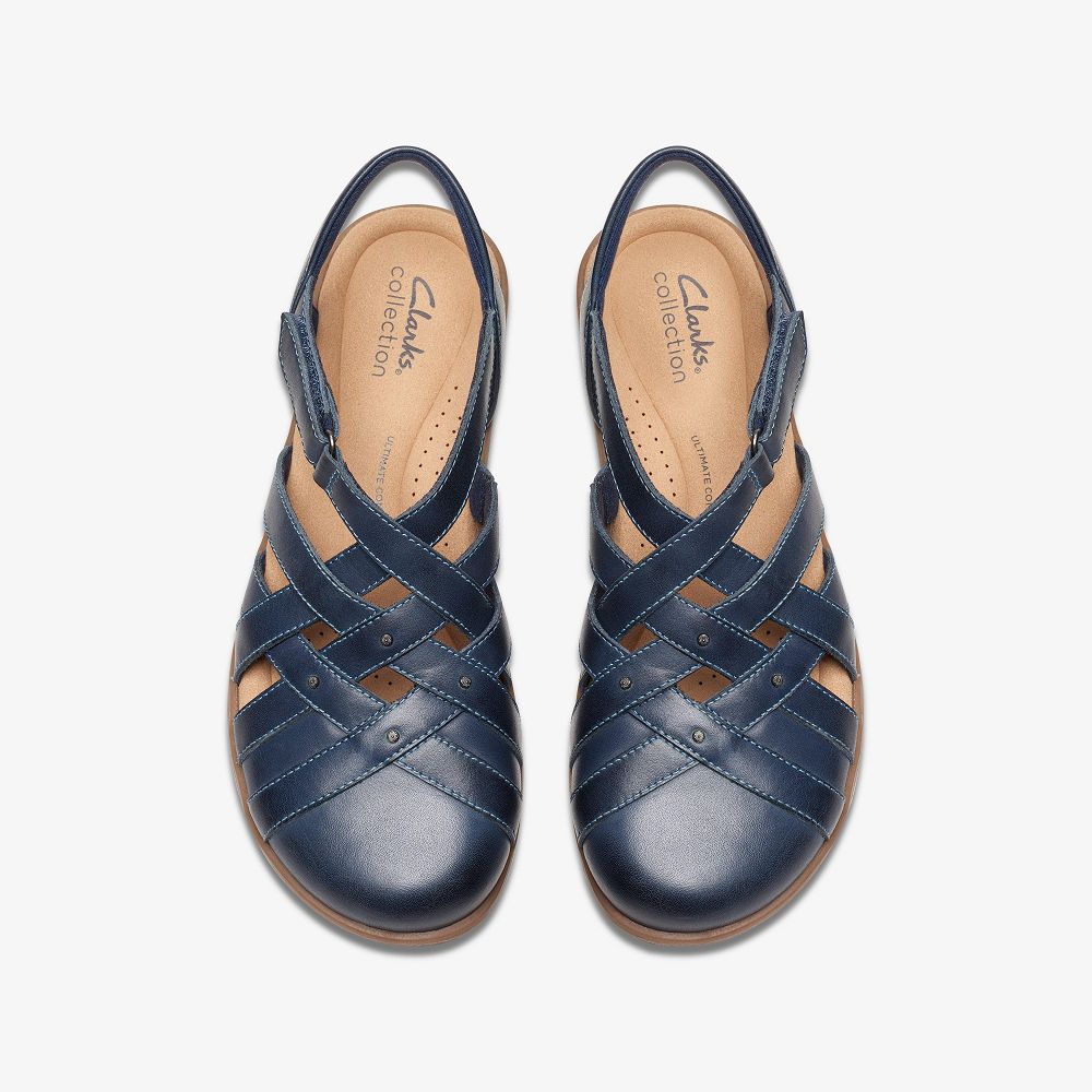 Navy Leather Clarks Elizabelle Sea Women Sandals | 1796NLCJB