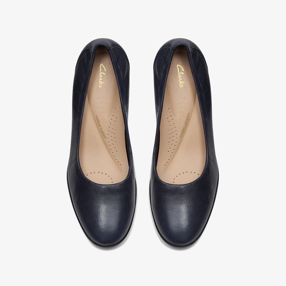 Navy Leather Clarks Loken Step Women Pumps | 5472YWXLT