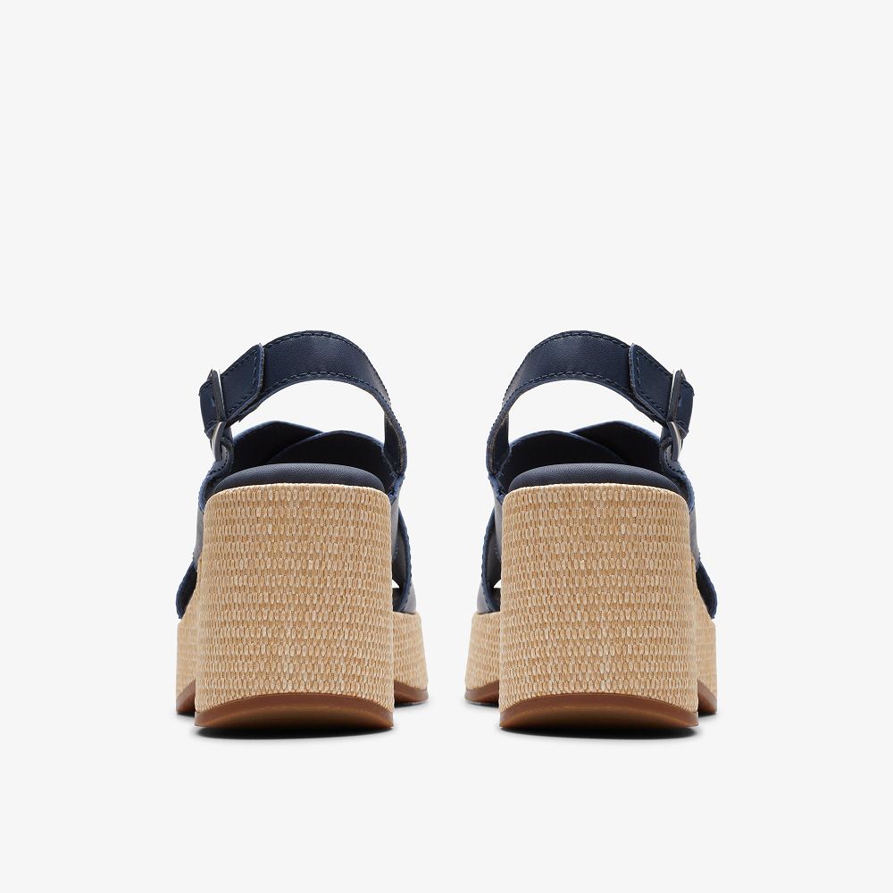 Navy Leather Clarks Manon Wish Women Sandals | 6871CGHAU