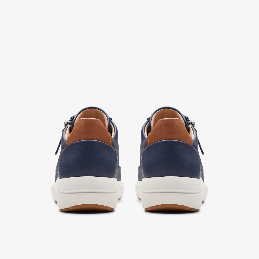 Navy Leather Clarks Tivoli Zip Women Sneakers | 9821VBKMJ