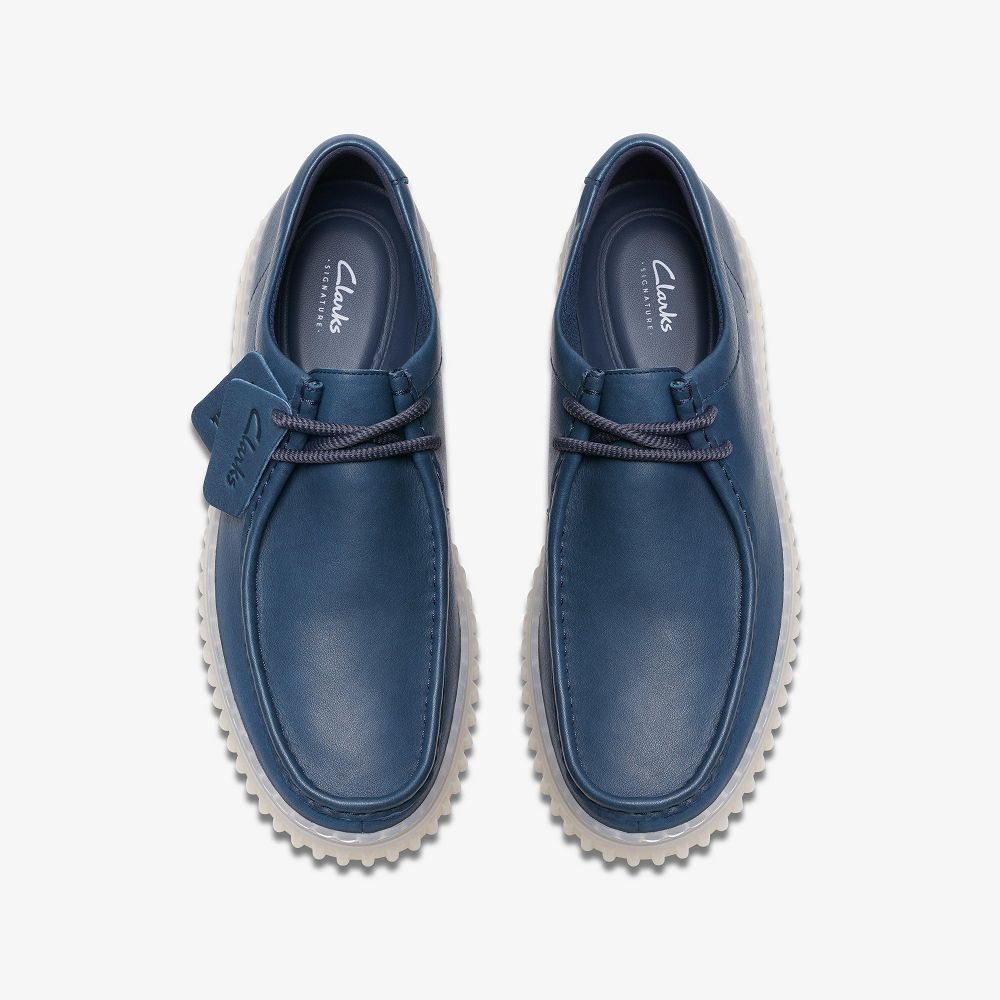 Navy Leather Clarks Torhill Lo Men Moccasins | 2894HUTCK