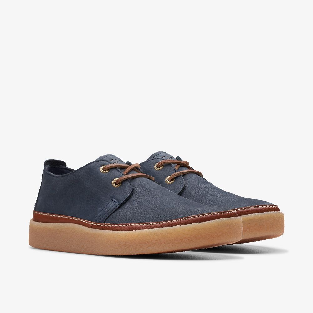 Navy Nubuck Clarks Clarkwood Low Men Sneakers | 1569CBRZA