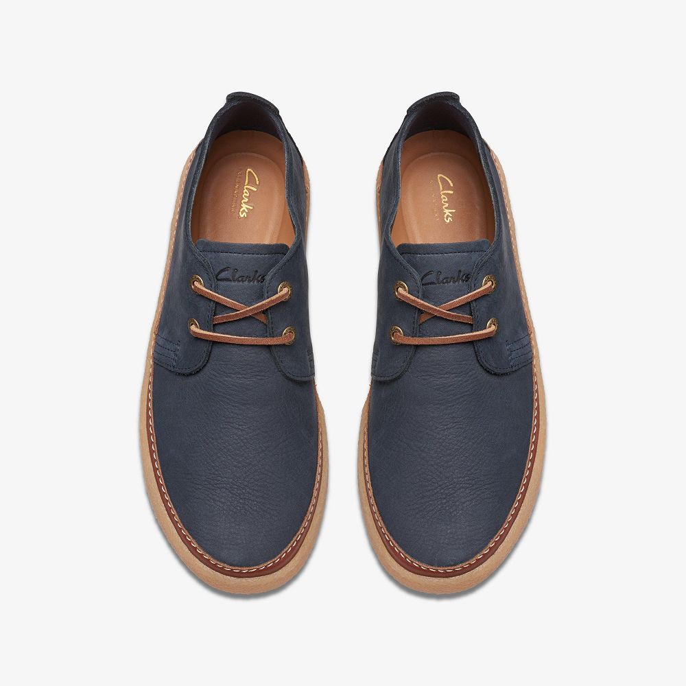 Navy Nubuck Clarks Clarkwood Low Men Sneakers | 1569CBRZA