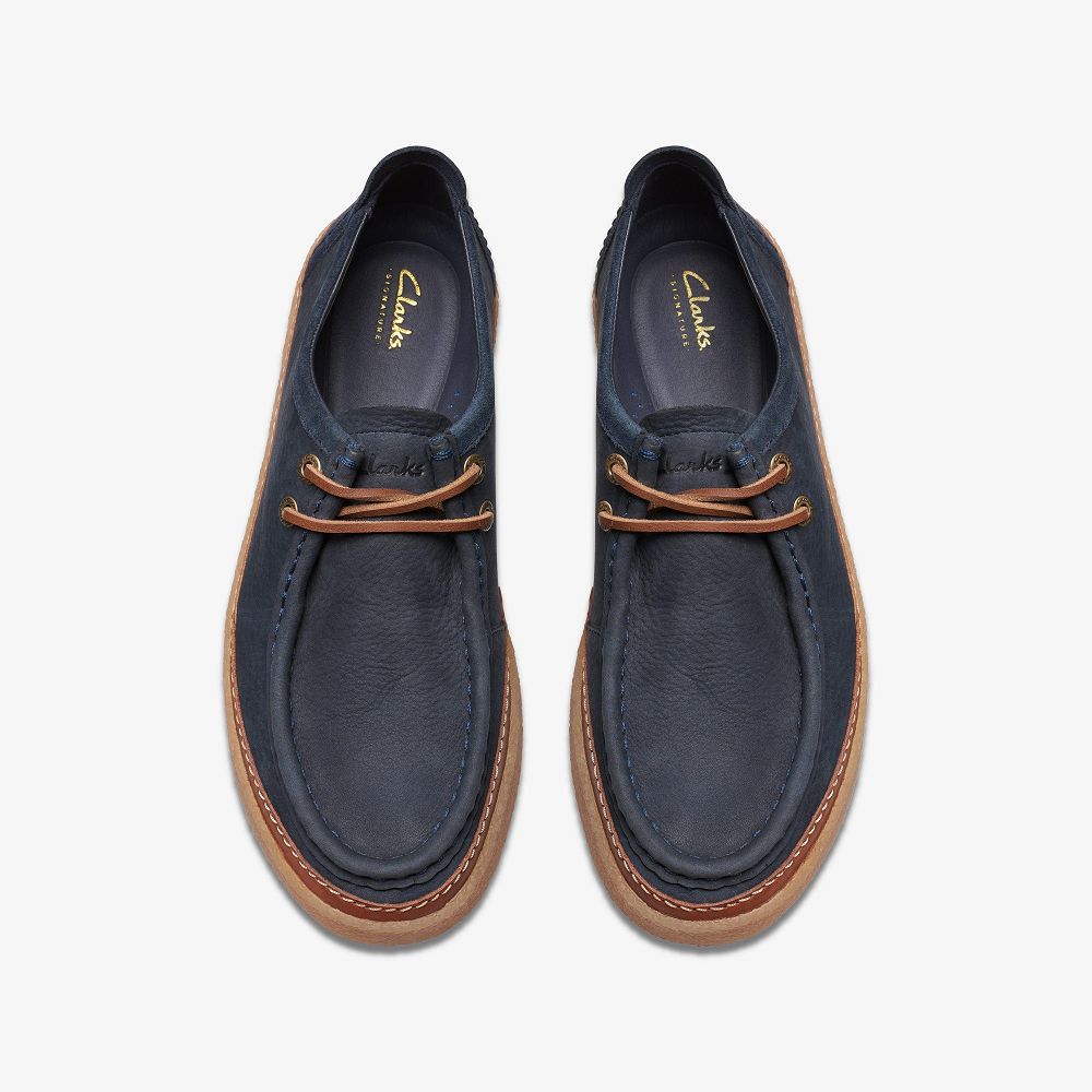 Navy Nubuck Clarks Clarkwood Moc Men Moccasins | 5420LDWMC