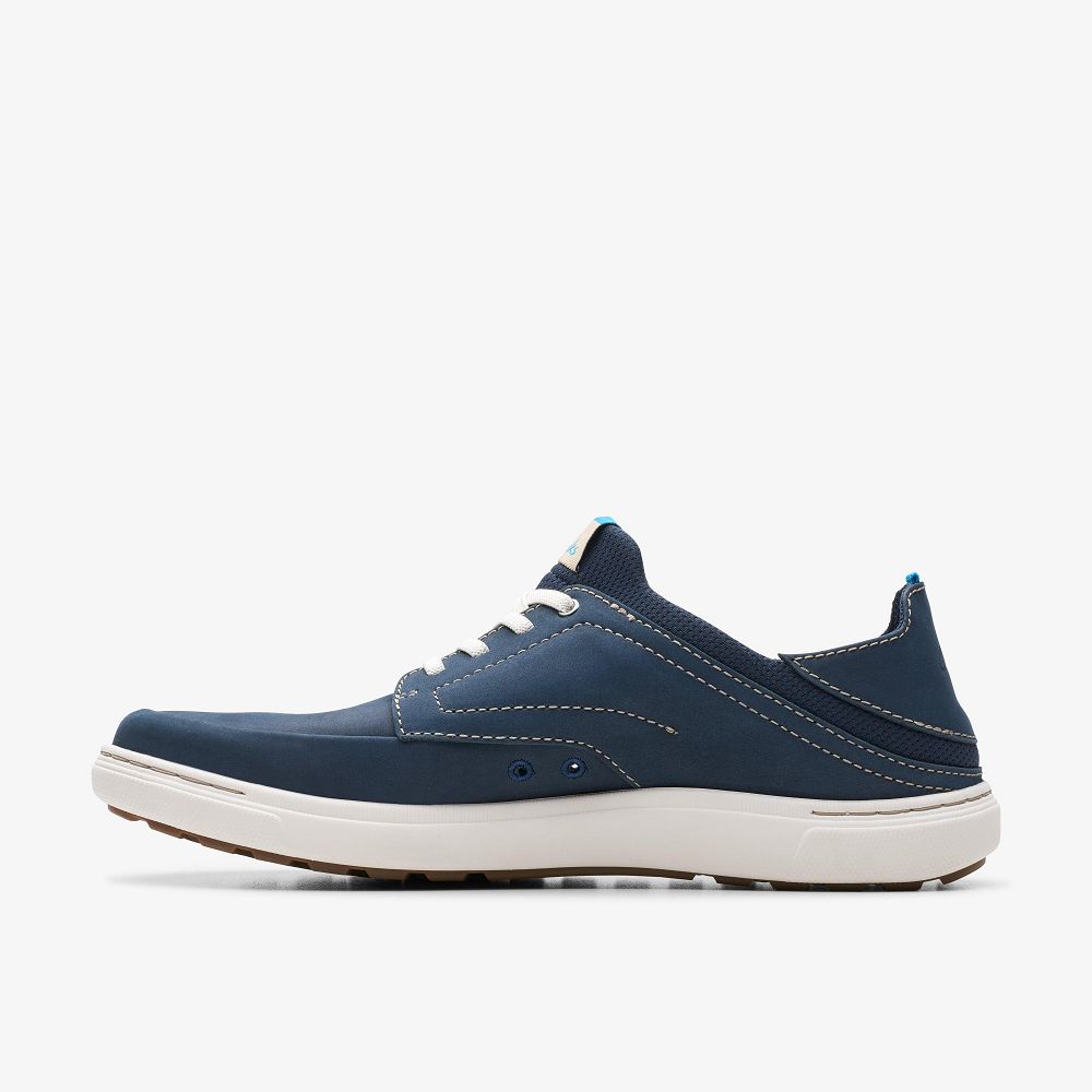 Navy Nubuck Clarks Mapstone Easy Men Sneakers | 9371AQGDF