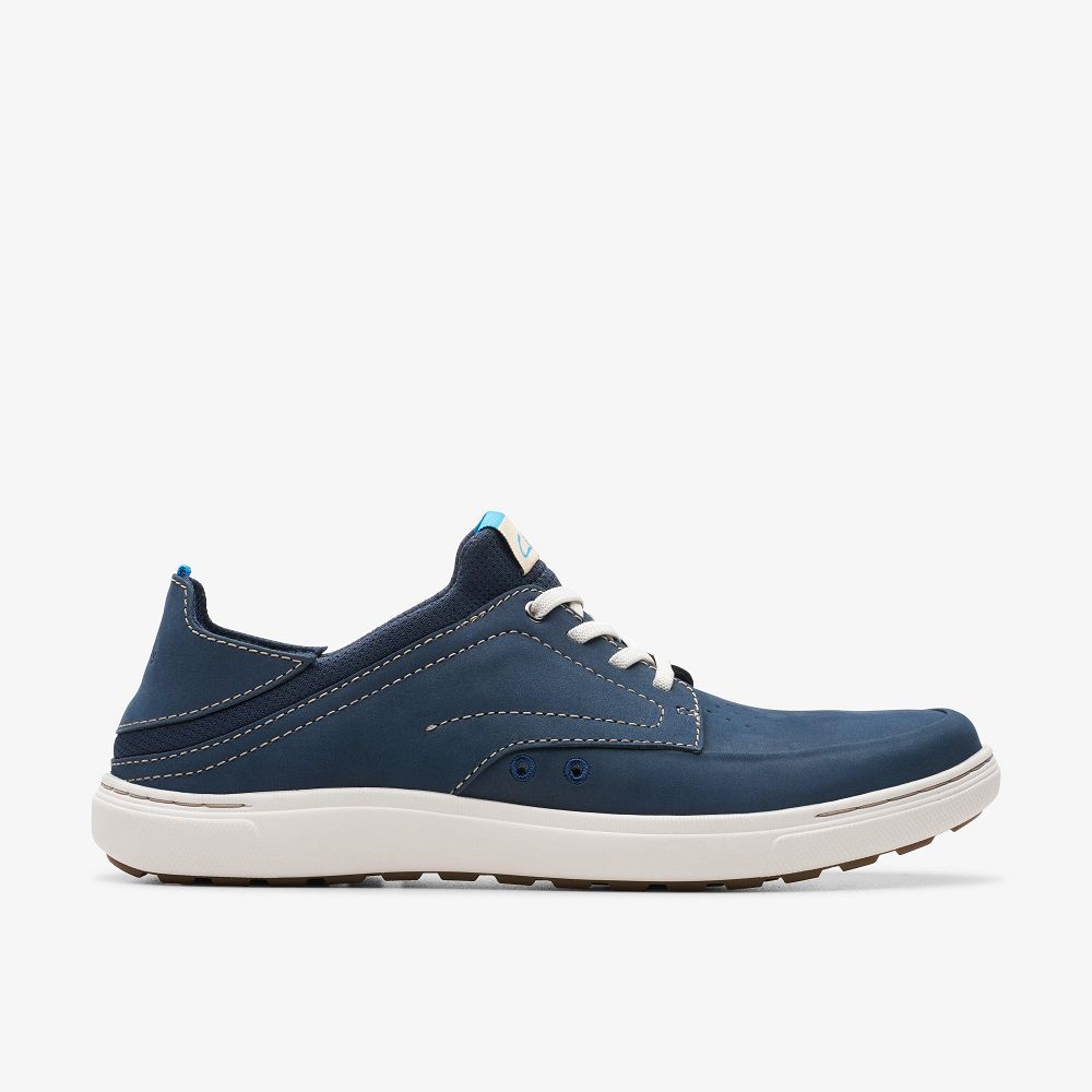 Navy Nubuck Clarks Mapstone Easy Men Sneakers | 9371AQGDF