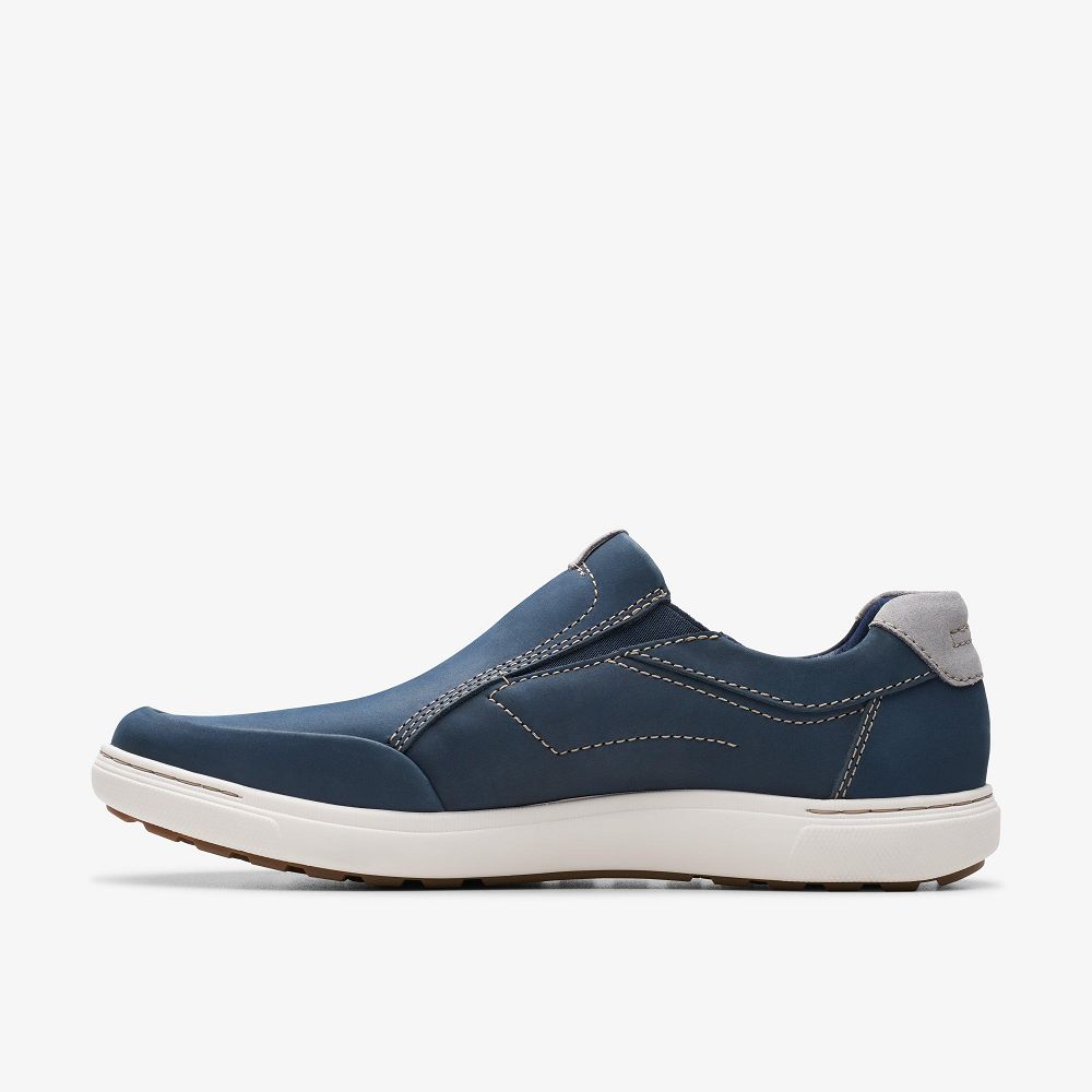 Navy Nubuck Clarks Mapstone Step Men Sneakers | 4013YQNMR