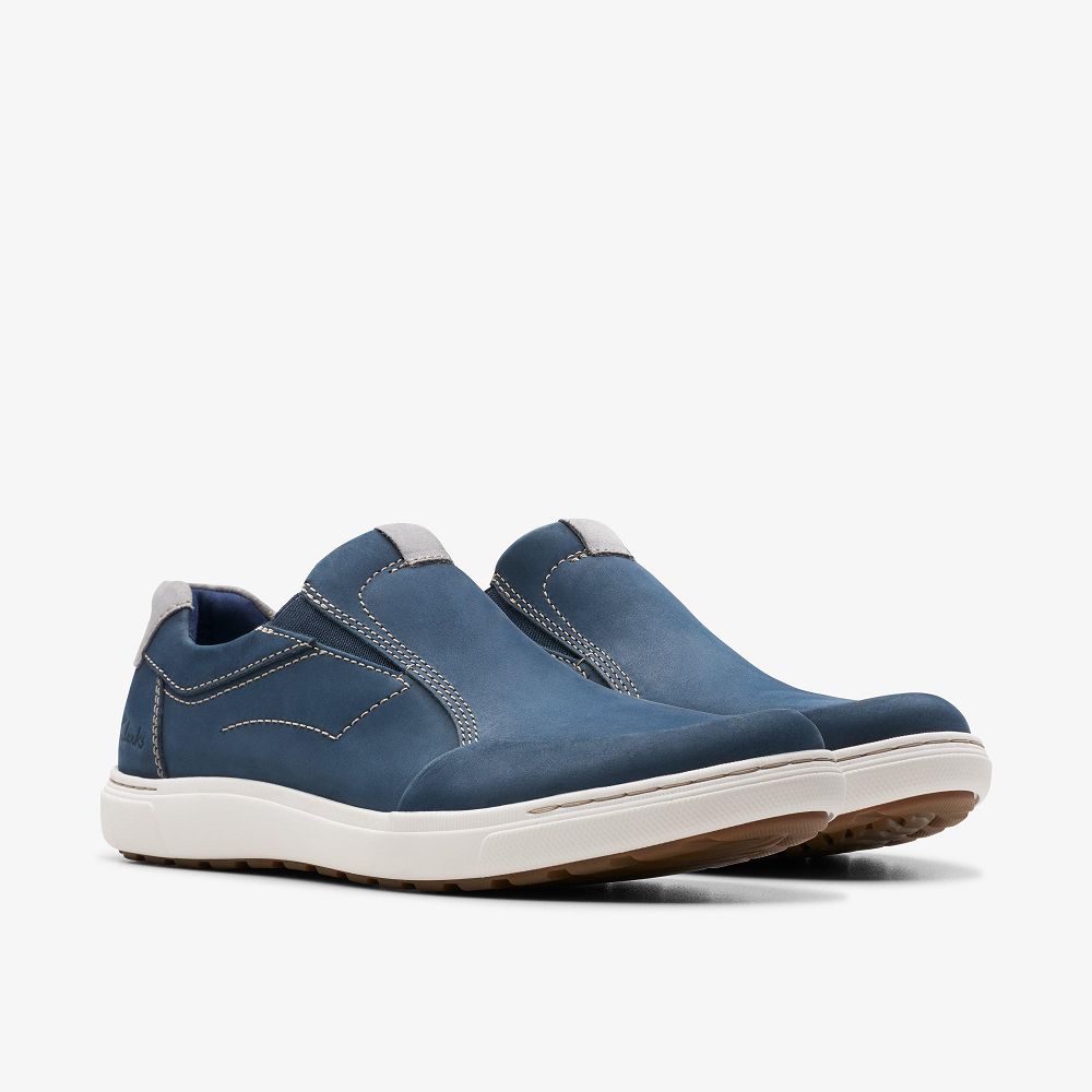 Navy Nubuck Clarks Mapstone Step Men Sneakers | 4013YQNMR