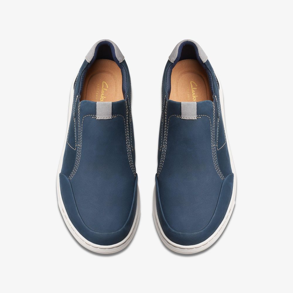 Navy Nubuck Clarks Mapstone Step Men Sneakers | 4013YQNMR