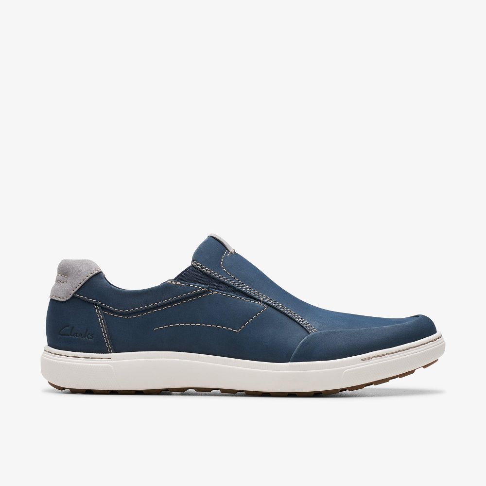 Navy Nubuck Clarks Mapstone Step Men Sneakers | 4013YQNMR