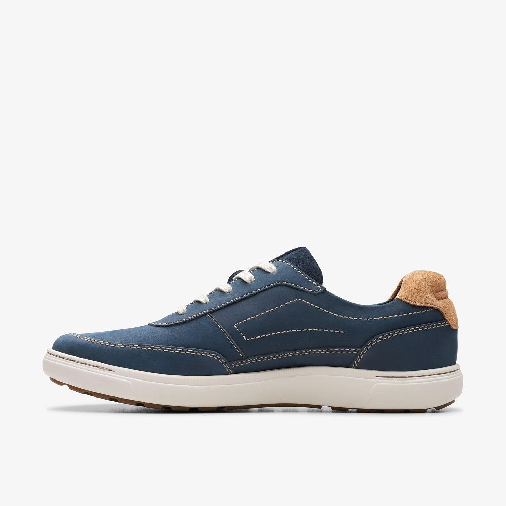 Navy Nubuck Clarks Mapstone Trail Men Sneakers | 4035CZYJB