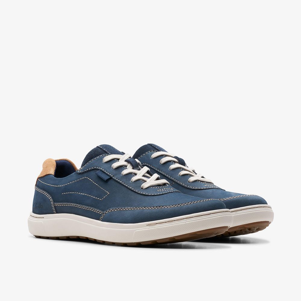 Navy Nubuck Clarks Mapstone Trail Men Sneakers | 4035CZYJB