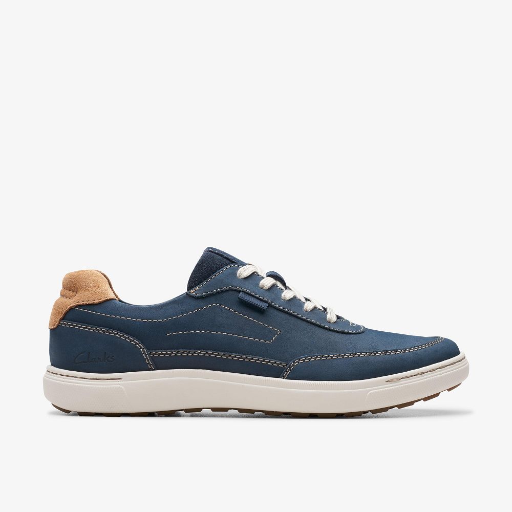 Navy Nubuck Clarks Mapstone Trail Men Sneakers | 4035CZYJB