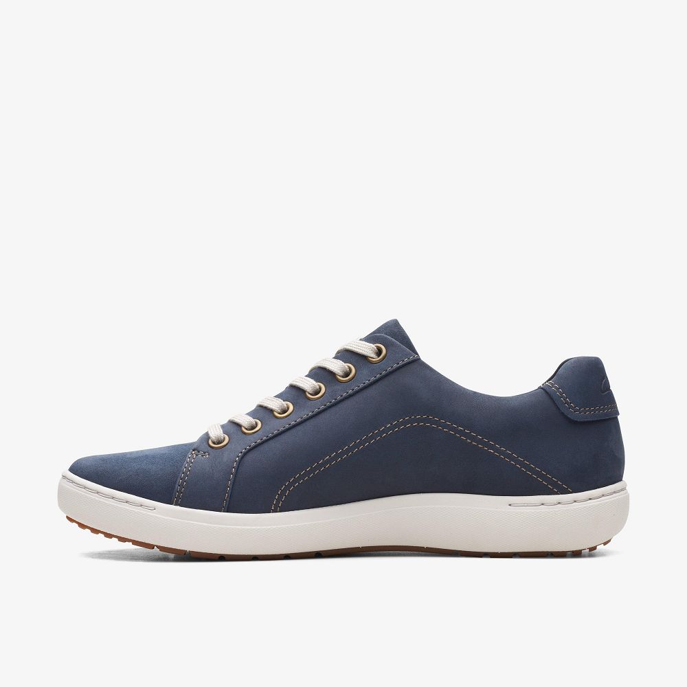 Navy Nubuck Clarks Nalle Lace Women Sneakers | 3918WAMCL