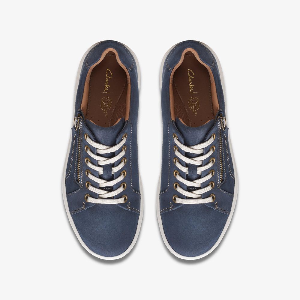 Navy Nubuck Clarks Nalle Lace Women Sneakers | 3918WAMCL