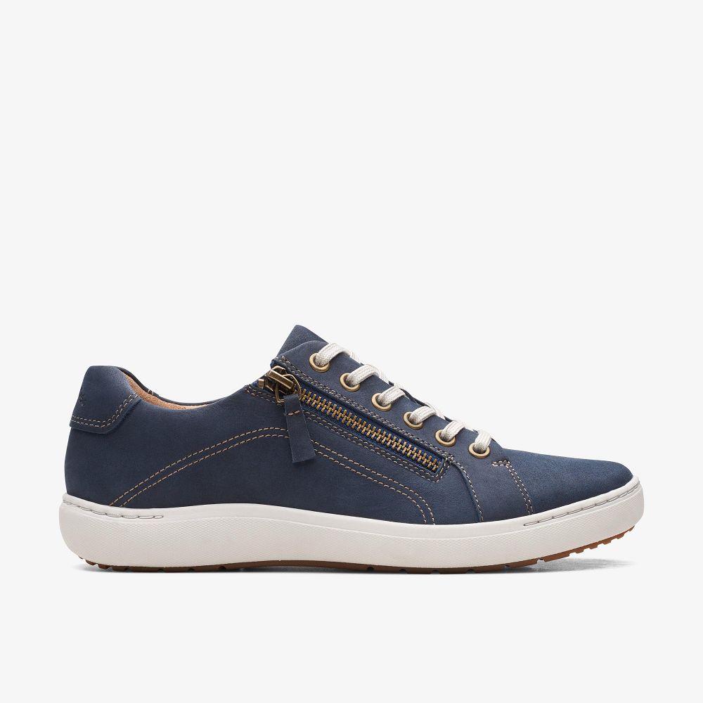 Navy Nubuck Clarks Nalle Lace Women Sneakers | 3918WAMCL