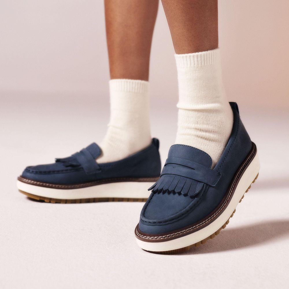 Navy Nubuck Clarks Orianna Loafer Women Loafers | 9301RADEN