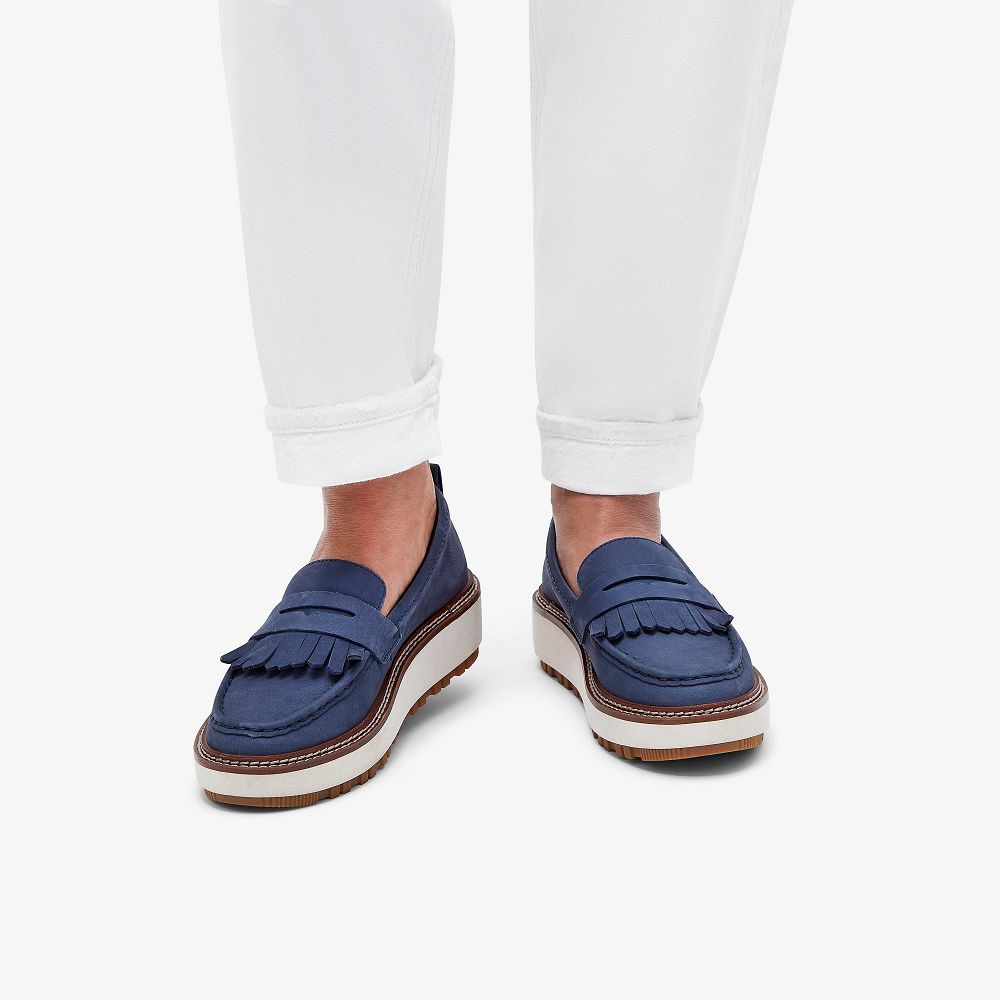 Navy Nubuck Clarks Orianna Loafer Women Loafers | 9301RADEN