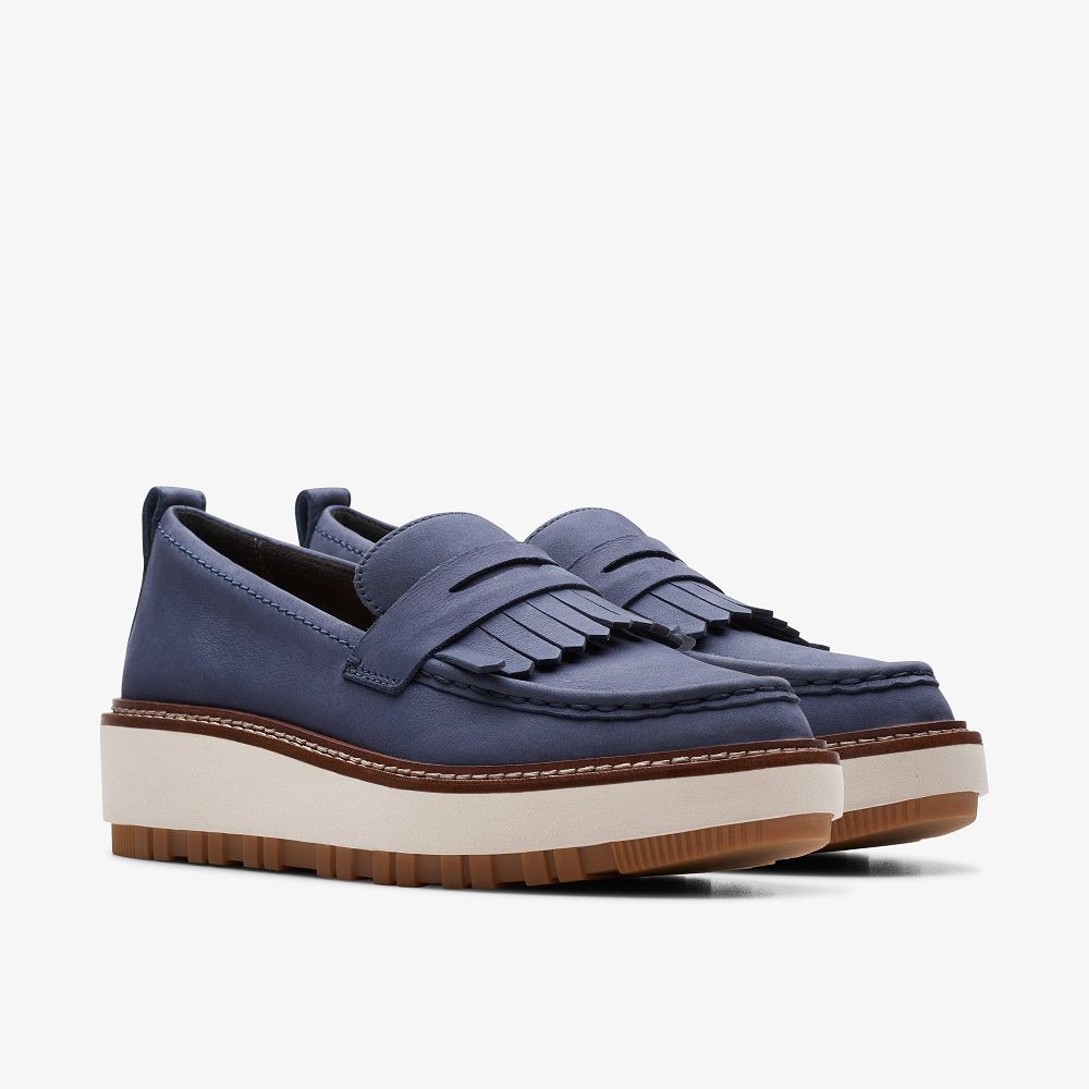 Navy Nubuck Clarks Orianna Loafer Women Loafers | 9301RADEN