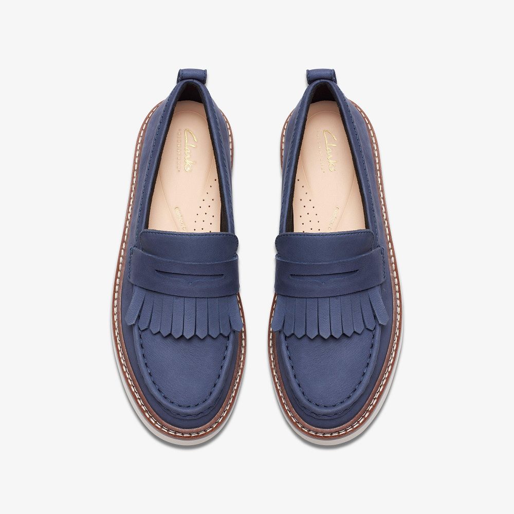 Navy Nubuck Clarks Orianna Loafer Women Loafers | 9301RADEN