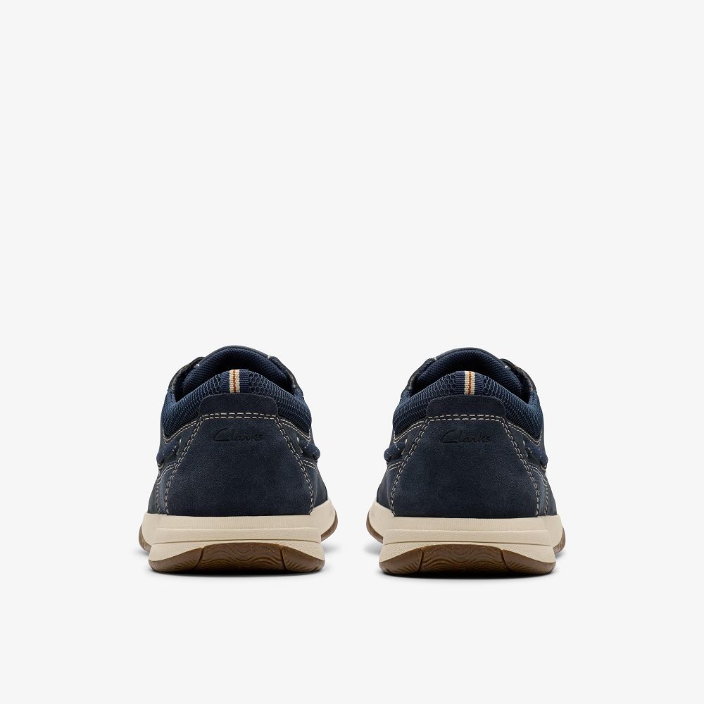 Navy Nubuck Clarks Sailview Lace Men Boat Shoes | 2047YOCUG