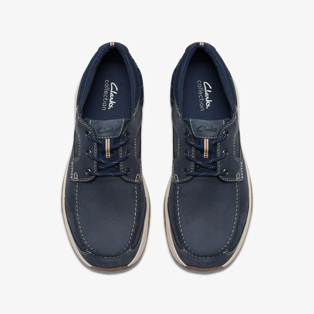 Navy Nubuck Clarks Sailview Lace Men Boat Shoes | 2047YOCUG