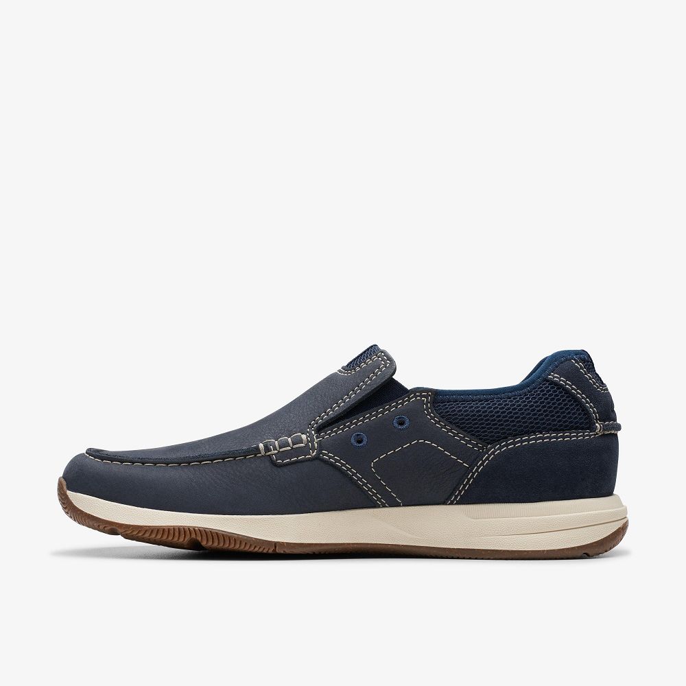 Navy Nubuck Clarks Sailview Step Men Boat Shoes | 8605DGNFE