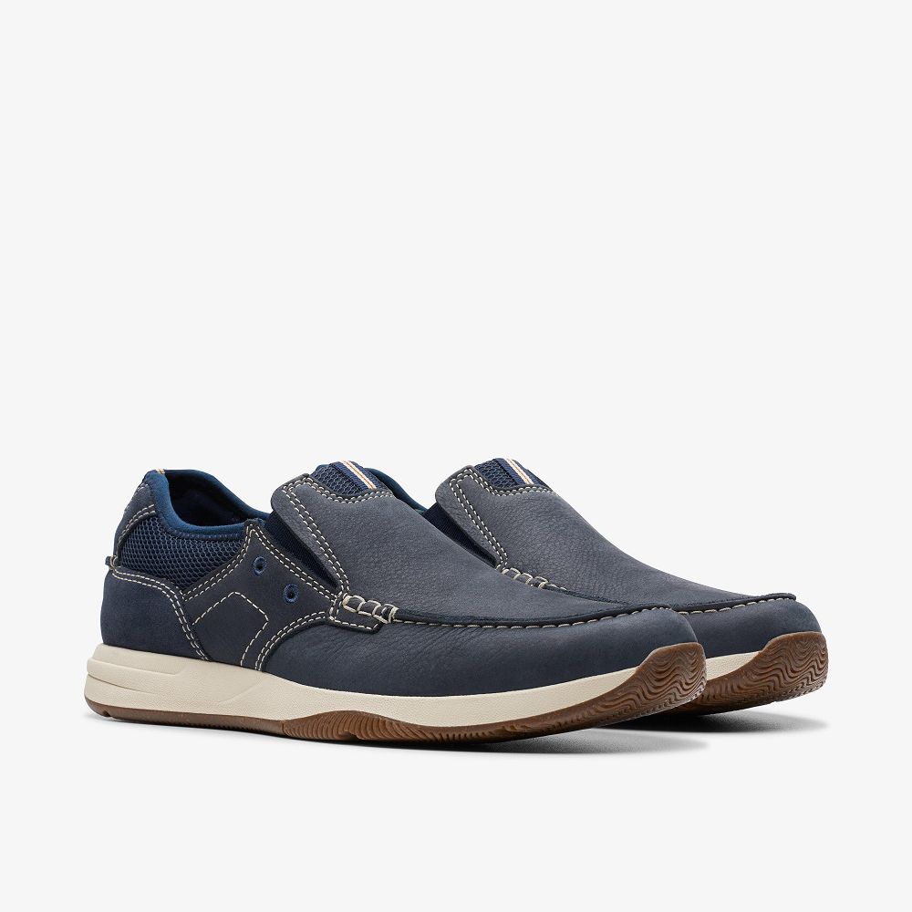 Navy Nubuck Clarks Sailview Step Men Boat Shoes | 8605DGNFE