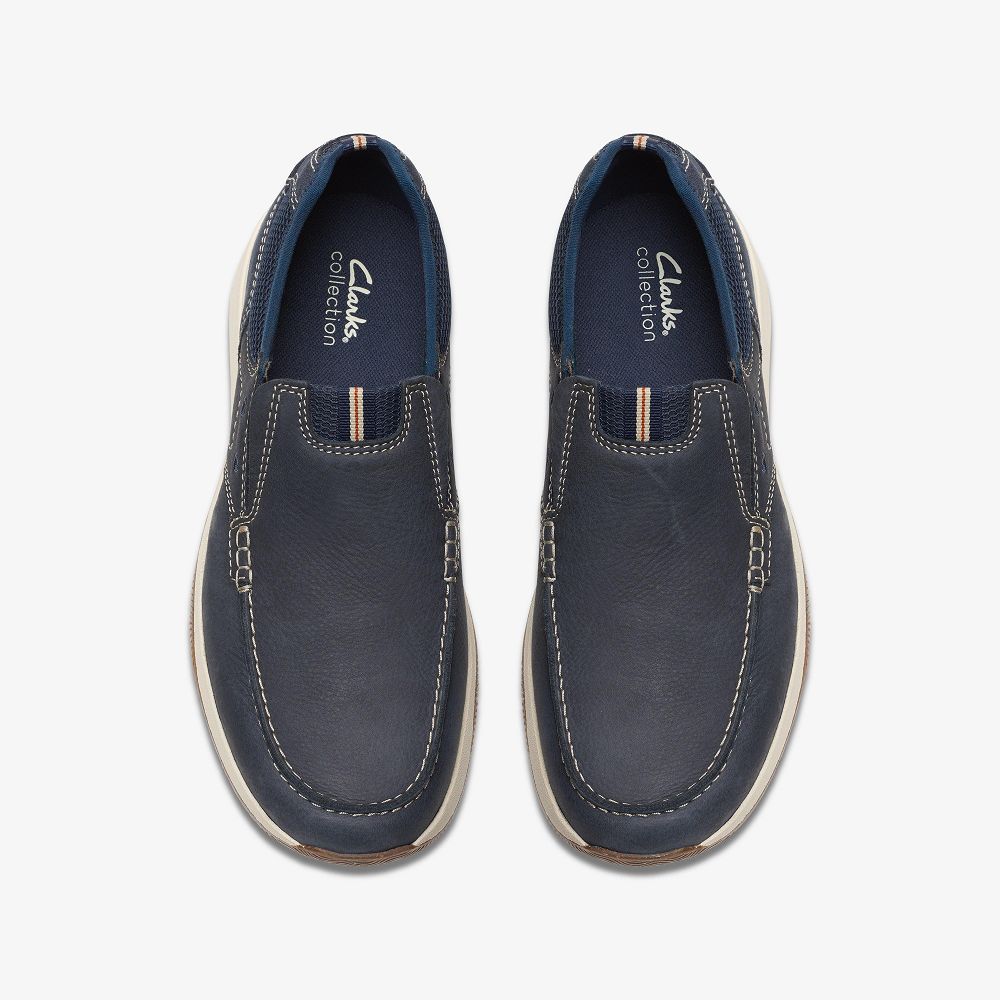 Navy Nubuck Clarks Sailview Step Men Boat Shoes | 8605DGNFE