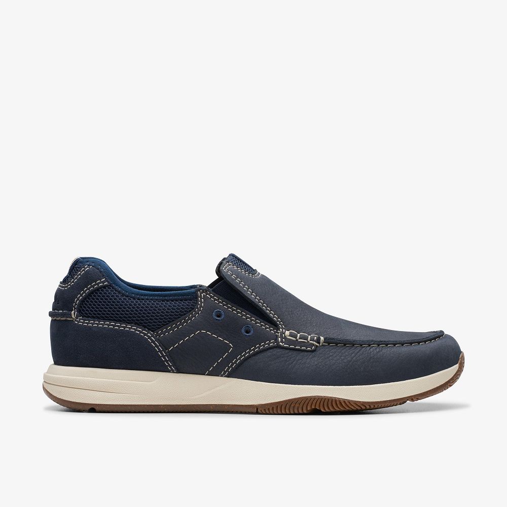 Navy Nubuck Clarks Sailview Step Men Boat Shoes | 8605DGNFE