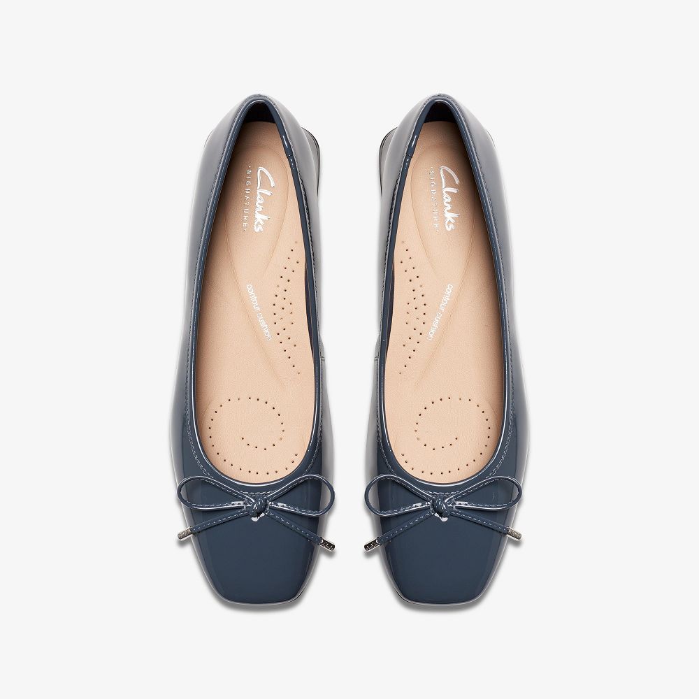 Navy Patent Clarks Ubree 15 Step Women Ballet Flats | 0487EVIXZ