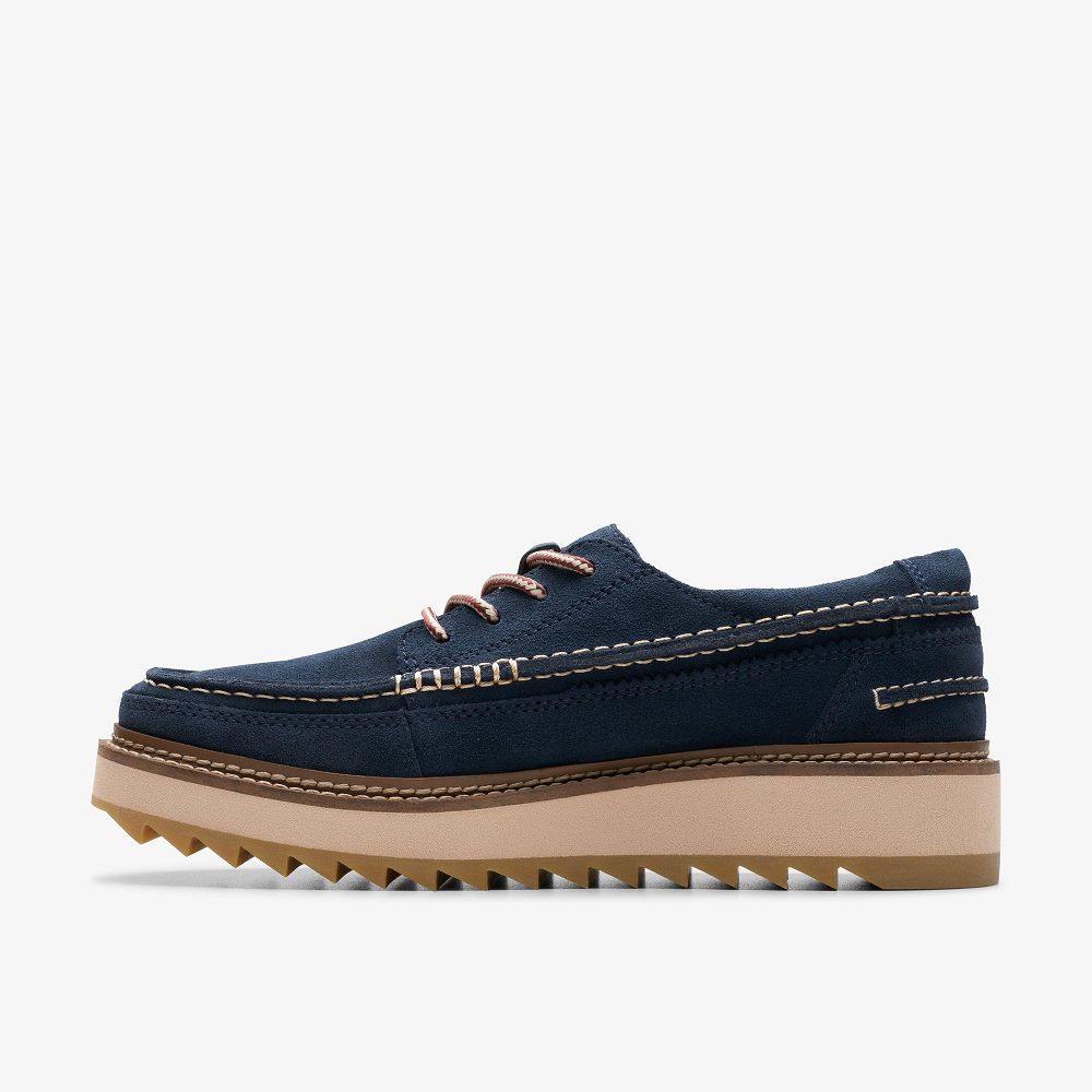 Navy Suede Clarks Clarkhill Lace Men Moccasins | 4205UYAQE