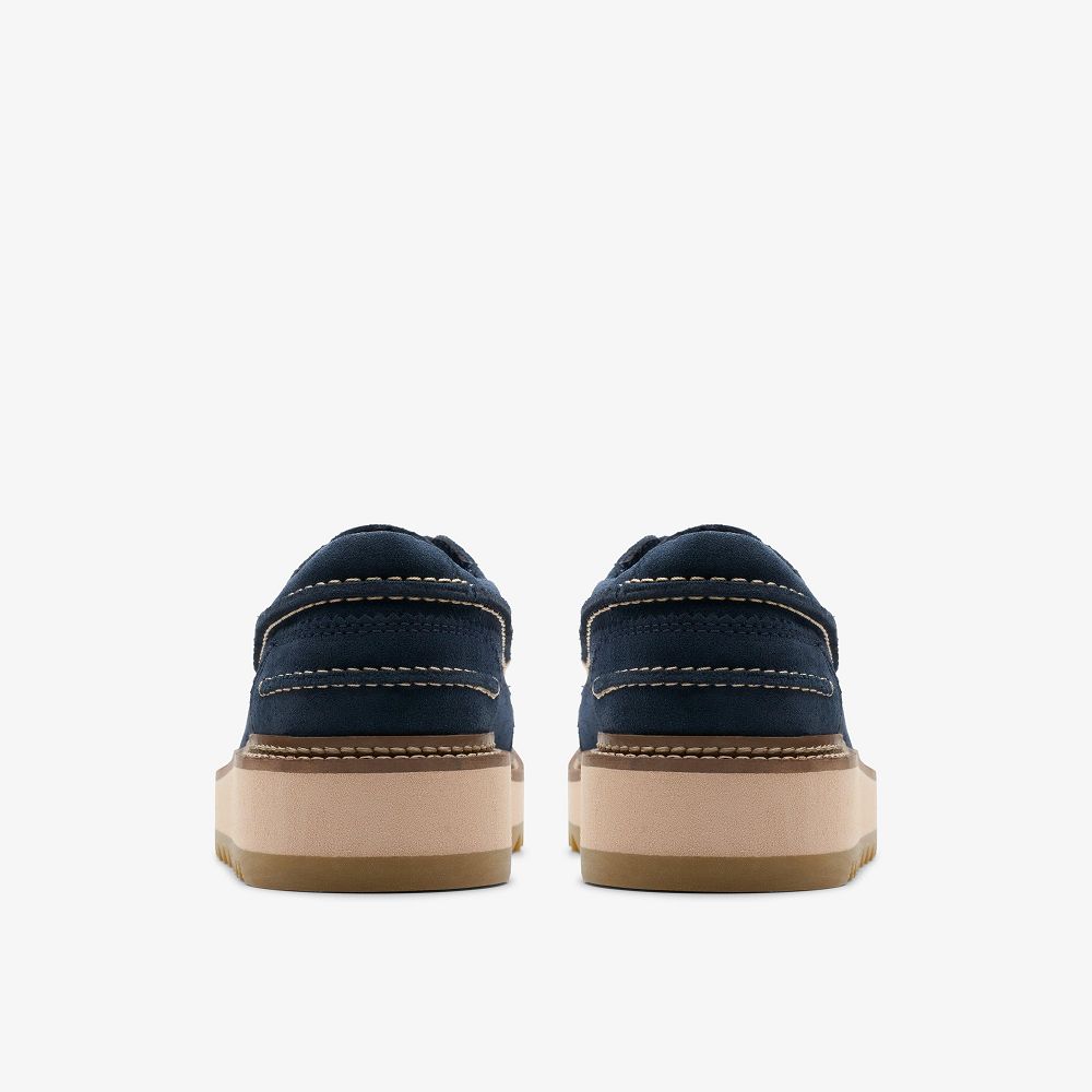 Navy Suede Clarks Clarkhill Lace Men Moccasins | 4205UYAQE