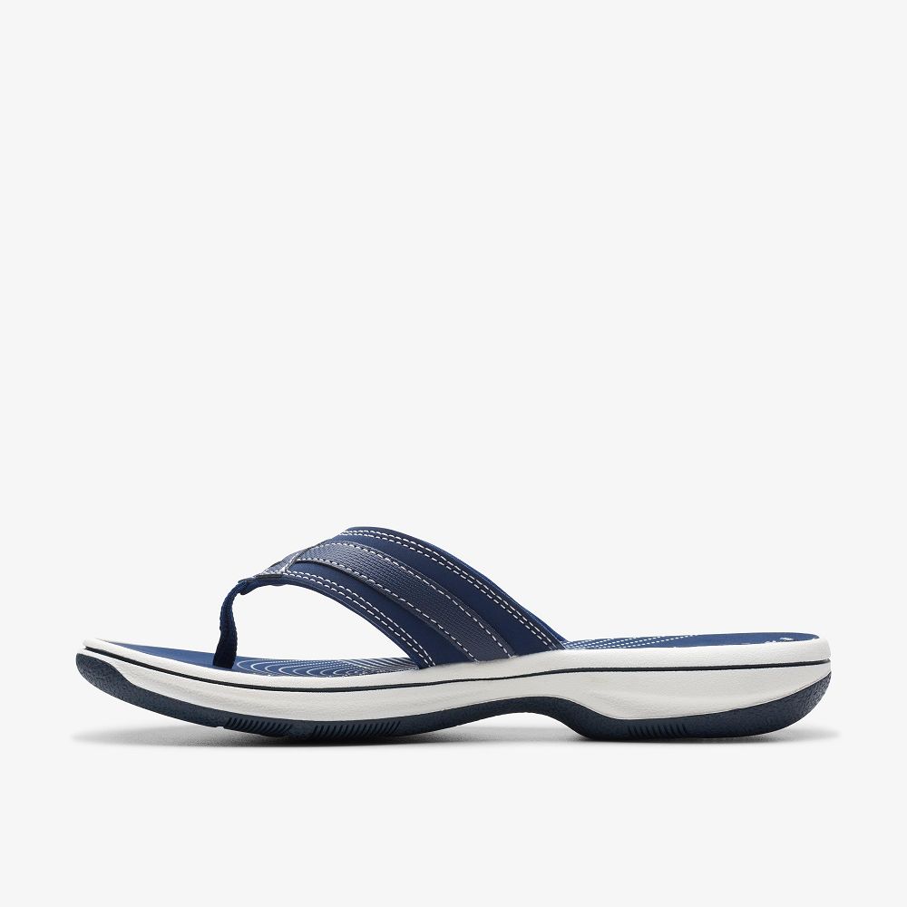 Navy Synthetic Clarks BREEZE SEA Women Sandals | 7810MCRJL