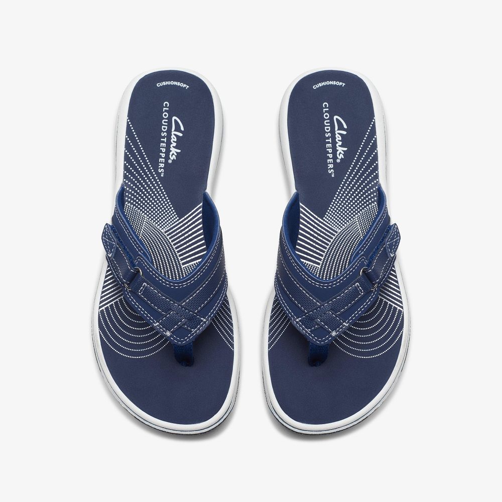 Navy Synthetic Clarks BREEZE SEA Women Sandals | 7810MCRJL