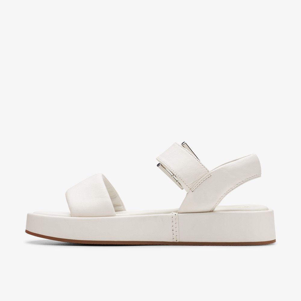 Off White Leather Clarks ALDA STRAP Women Sandals | 5741XVZLM