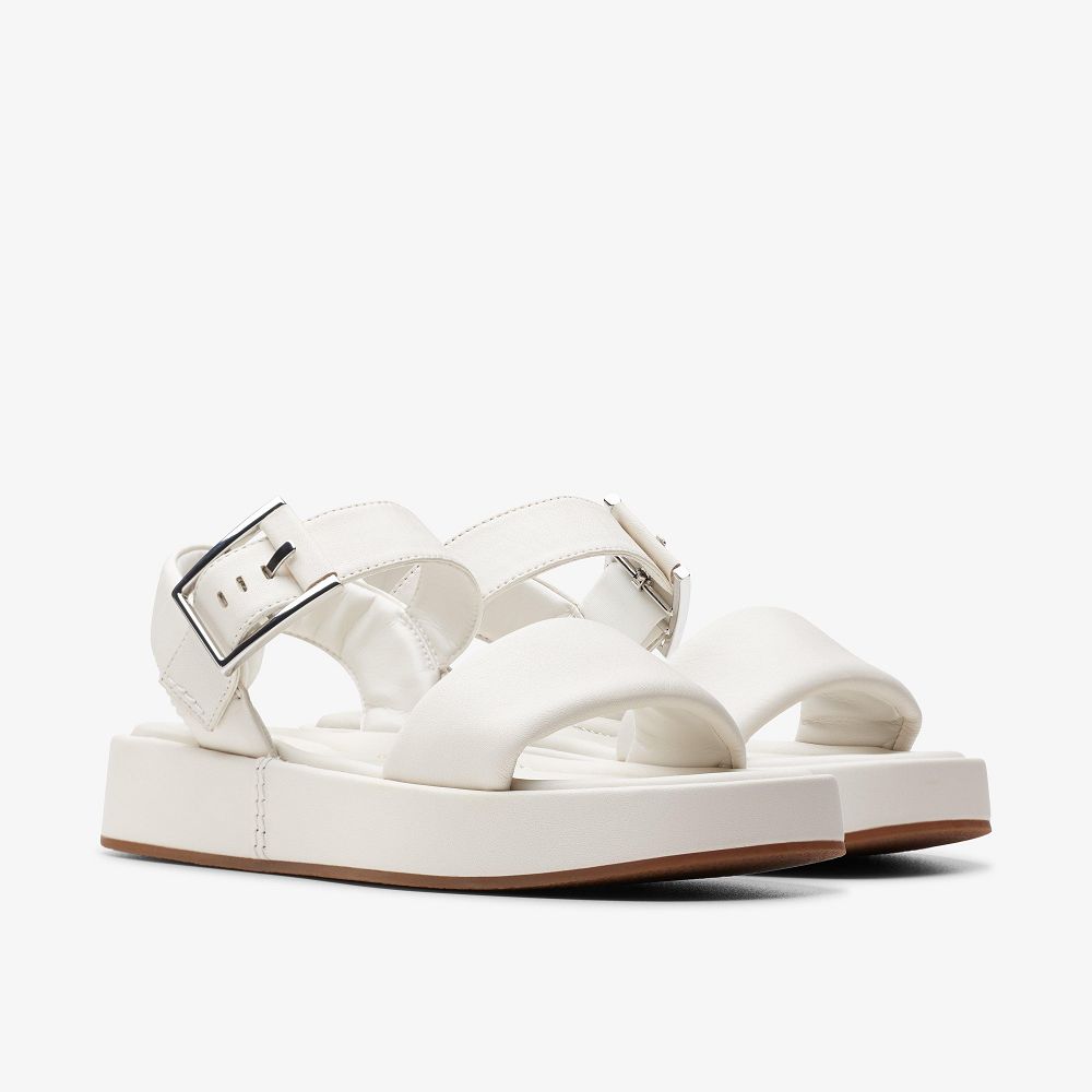 Off White Leather Clarks ALDA STRAP Women Sandals | 5741XVZLM