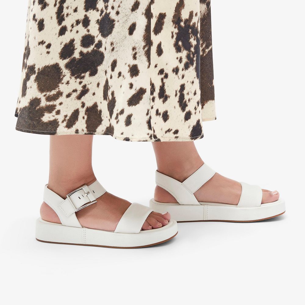 Off White Leather Clarks ALDA STRAP Women Sandals | 5741XVZLM