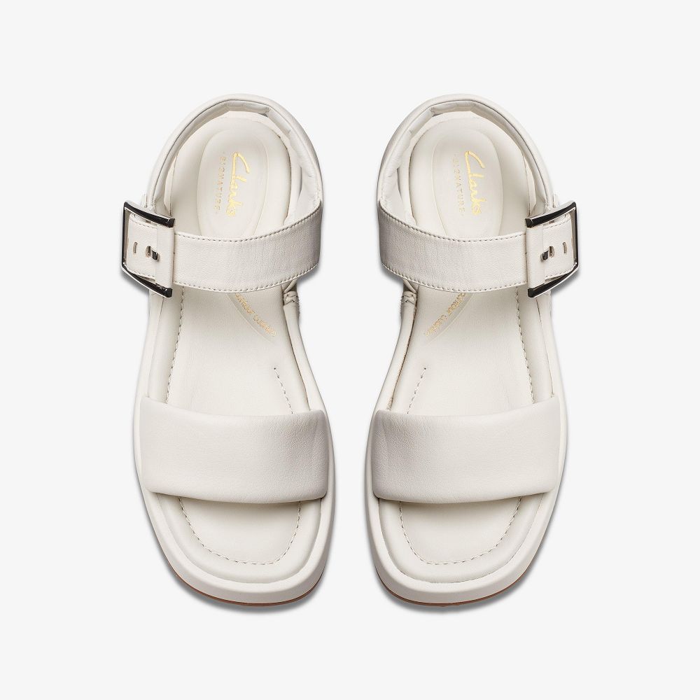 Off White Leather Clarks ALDA STRAP Women Sandals | 5741XVZLM