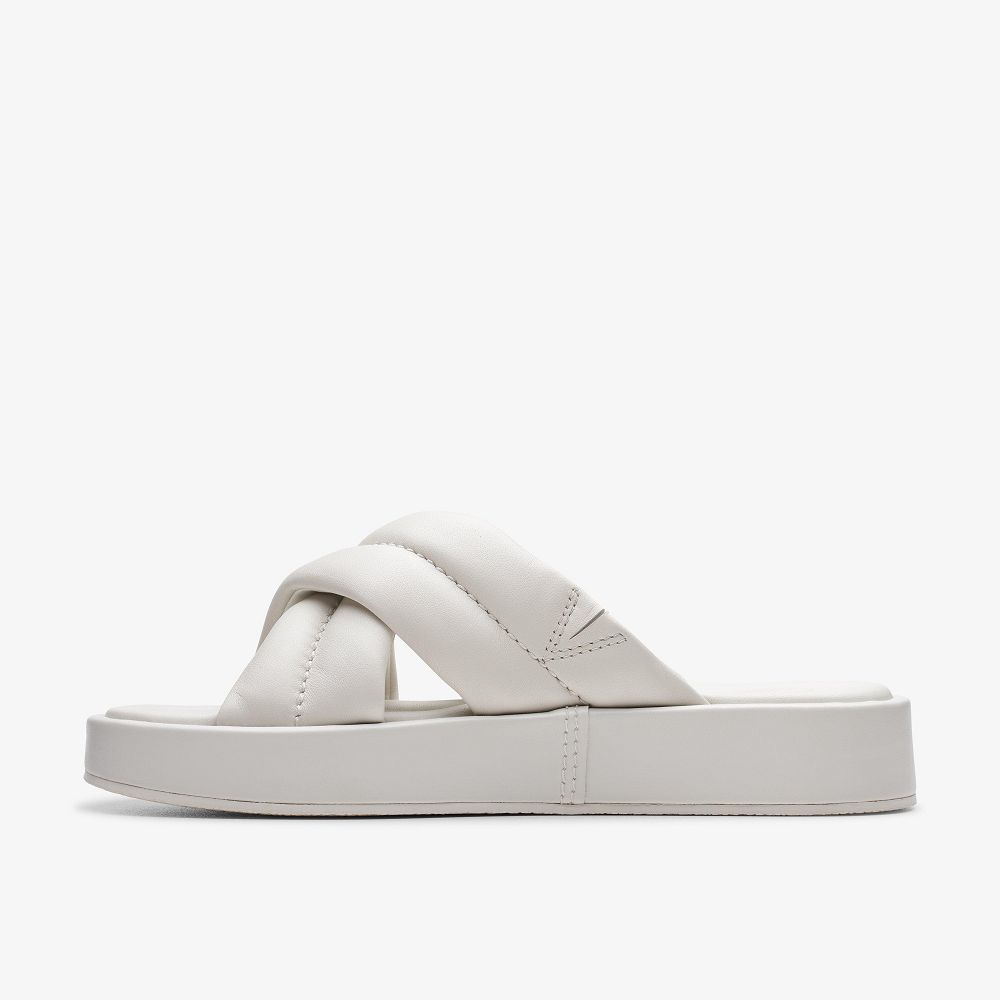 Off White Leather Clarks Alda Glide Women Sandals | 2736FWKIO